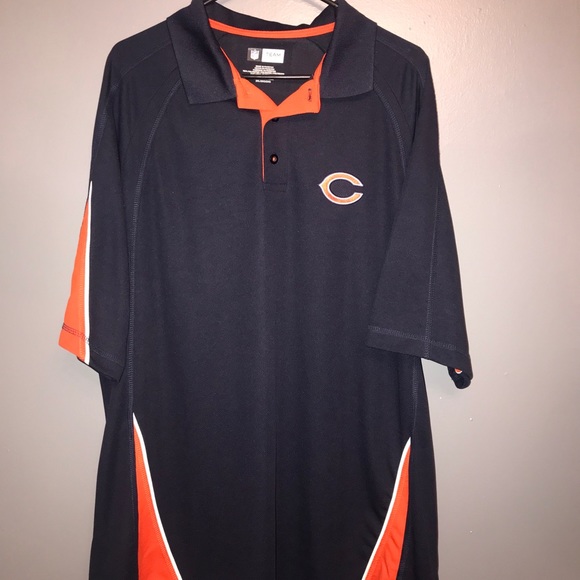 Mens NFL Chicago Bears 2x Polo Shirt navy & orange - Picture 1 of 3